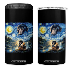 Punch Mokey 4 in 1 Can Cooler Tumbler Viral Baby Monkey Starry Night Van Gogh TS14 One Size: 16 oz Black Print Your Wear