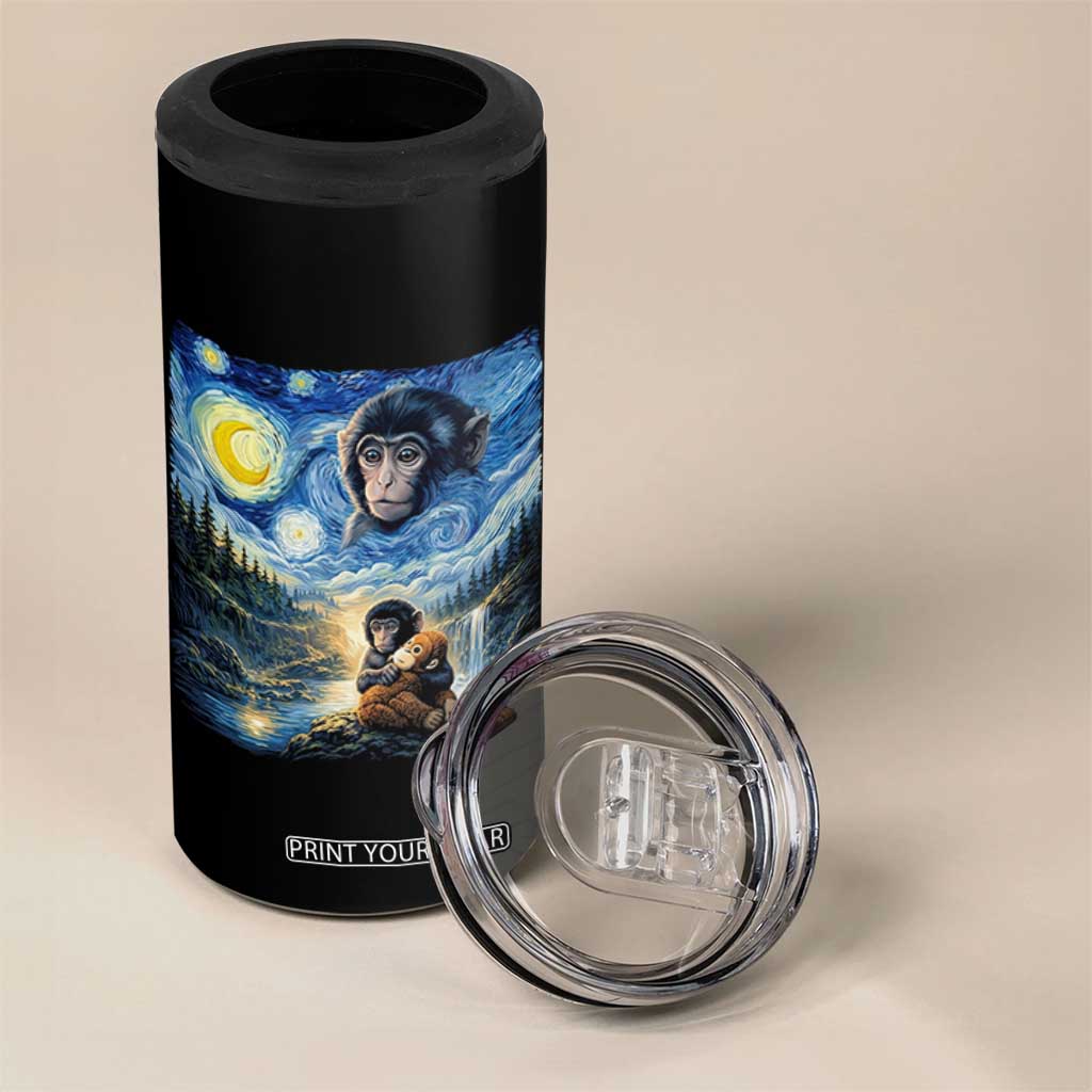 Punch Mokey 4 in 1 Can Cooler Tumbler Viral Baby Monkey Starry Night Van Gogh TS14 Print Your Wear
