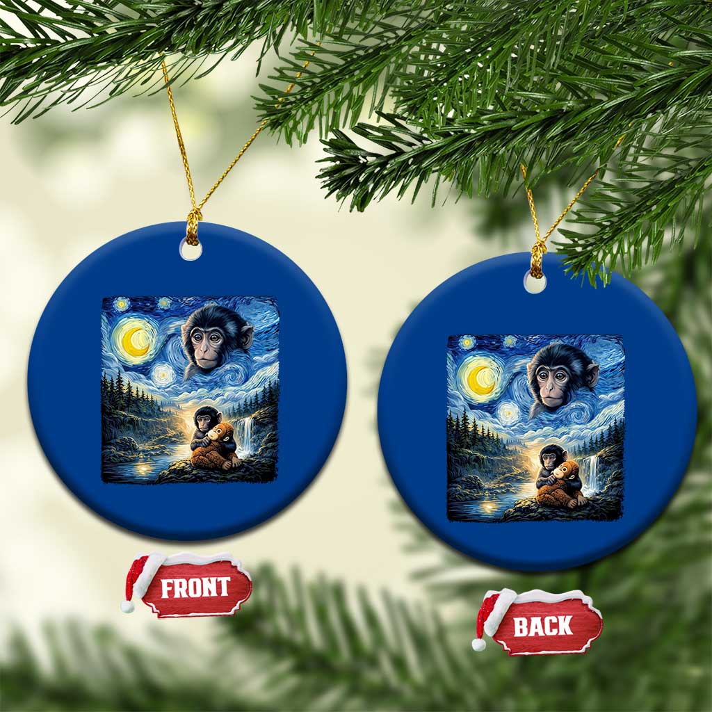 Punch Mokey Ceramic Ornament Viral Baby Monkey Starry Night Van Gogh TS14 1pc Blue Print Your Wear
