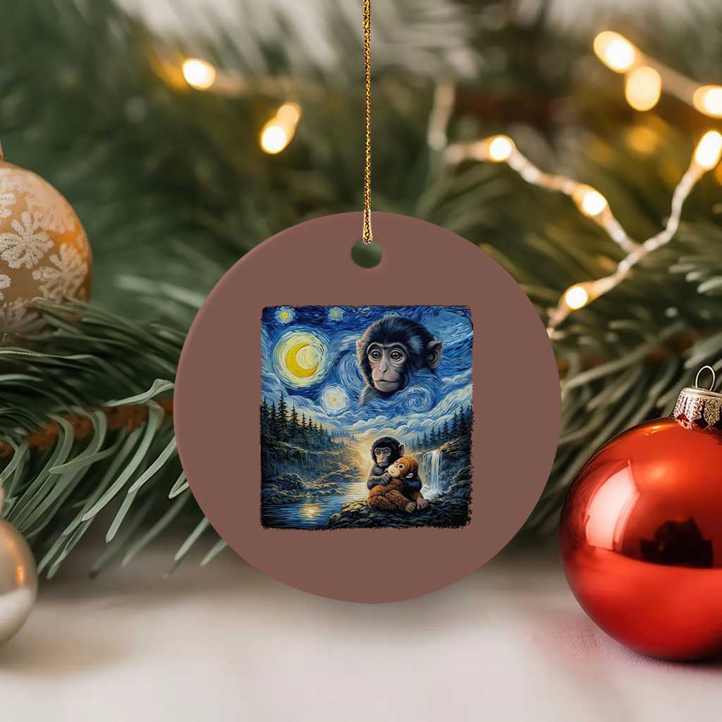 Punch Mokey Ceramic Ornament Viral Baby Monkey Starry Night Van Gogh TS14 1pc Mocha Print Your Wear