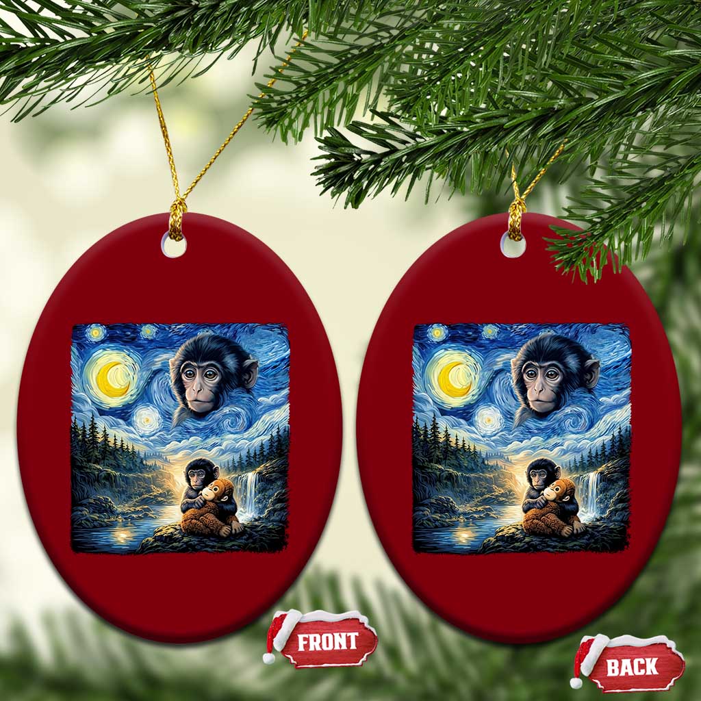 Punch Mokey Ceramic Ornament Viral Baby Monkey Starry Night Van Gogh TS14 Print Your Wear