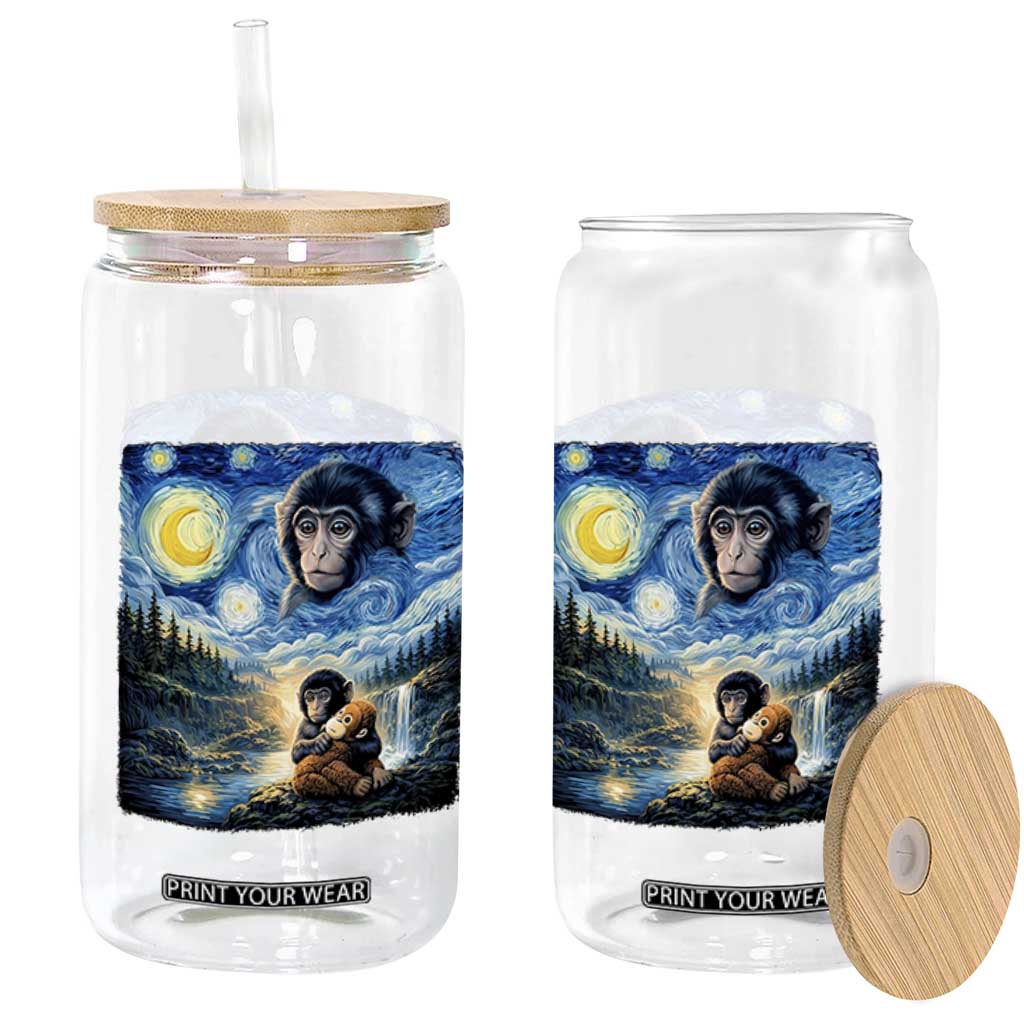Punch Mokey Glass Can Viral Baby Monkey Starry Night Van Gogh TS14 Print Your Wear