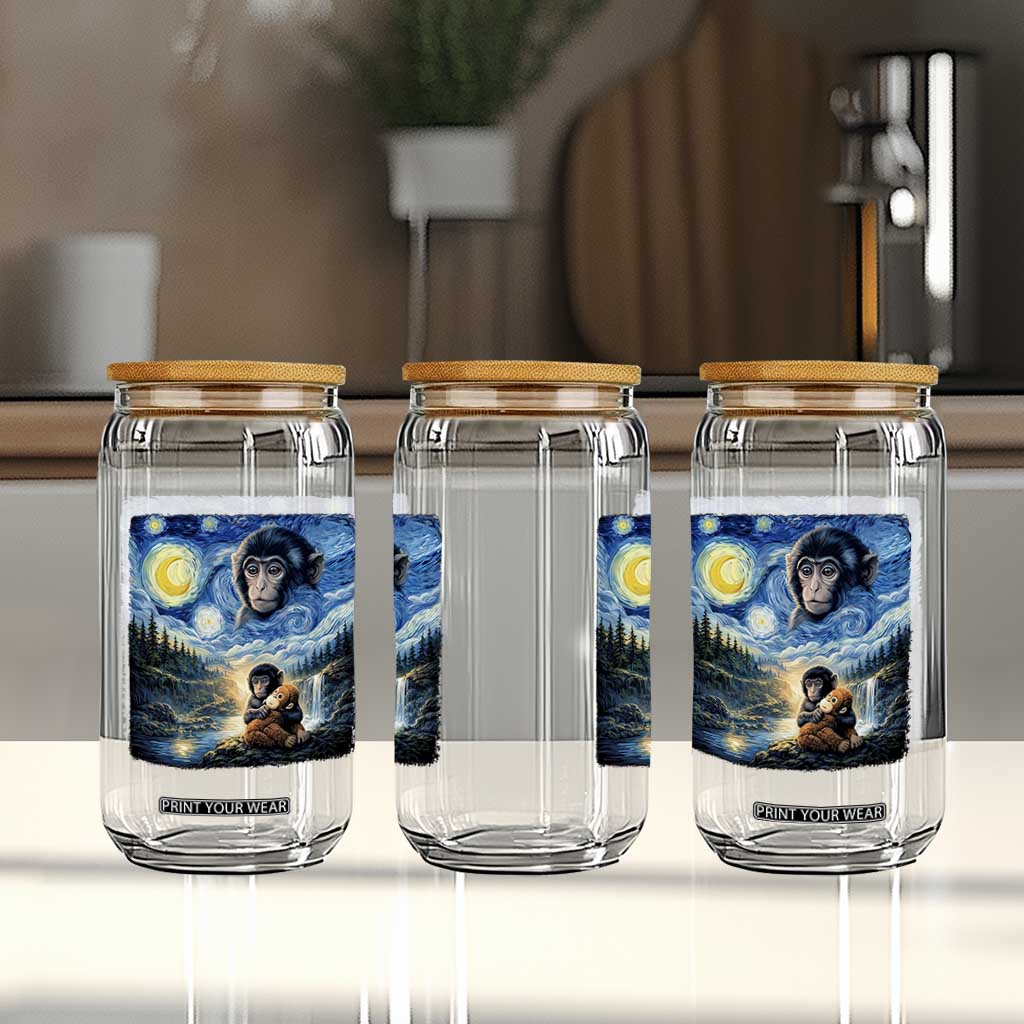 Punch Mokey Glass Can Viral Baby Monkey Starry Night Van Gogh TS14 Print Your Wear