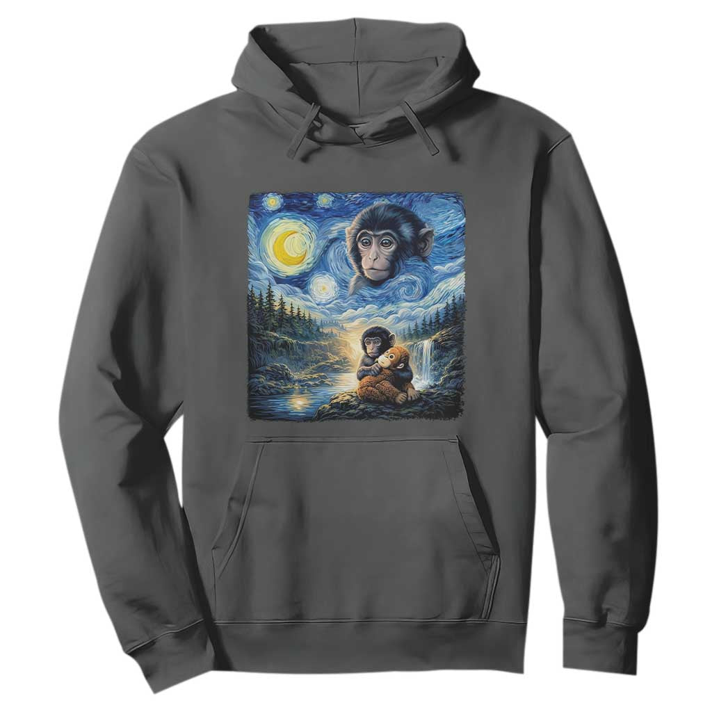 Punch Mokey Hoodie Viral Baby Monkey Starry Night Van Gogh TS14 Dark Heather Print Your Wear