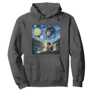Punch Mokey Hoodie Viral Baby Monkey Starry Night Van Gogh TS14 Dark Heather Print Your Wear