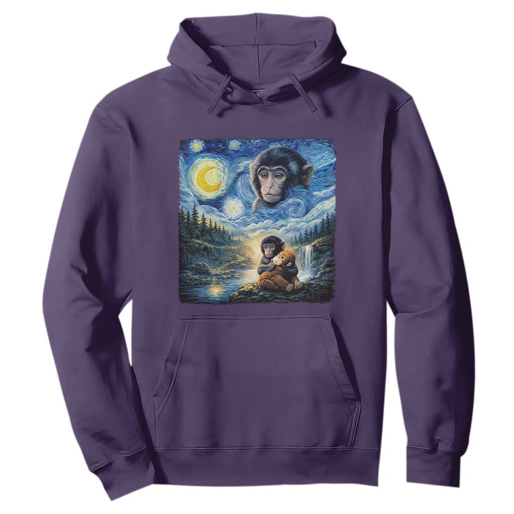 Punch Mokey Hoodie Viral Baby Monkey Starry Night Van Gogh TS14 Purple Print Your Wear