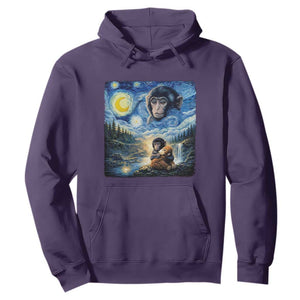 Punch Mokey Hoodie Viral Baby Monkey Starry Night Van Gogh TS14 Purple Print Your Wear