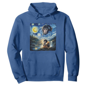 Punch Mokey Hoodie Viral Baby Monkey Starry Night Van Gogh TS14 Royal Blue Print Your Wear
