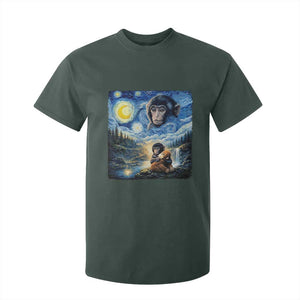Punch Mokey T Shirt For Kid Viral Baby Monkey Starry Night Van Gogh TS14 Dark Forest Green Print Your Wear