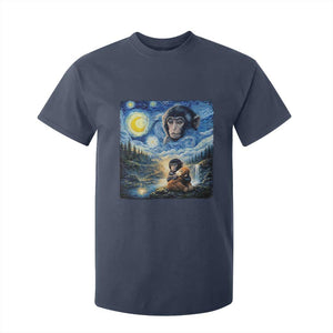 Punch Mokey T Shirt For Kid Viral Baby Monkey Starry Night Van Gogh TS14 Navy Print Your Wear