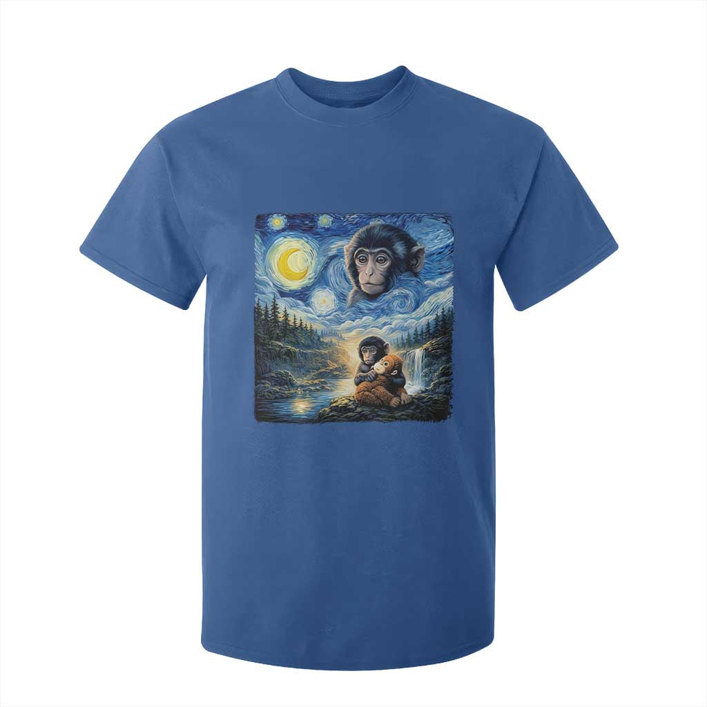 Punch Mokey T Shirt For Kid Viral Baby Monkey Starry Night Van Gogh TS14 Royal Blue Print Your Wear