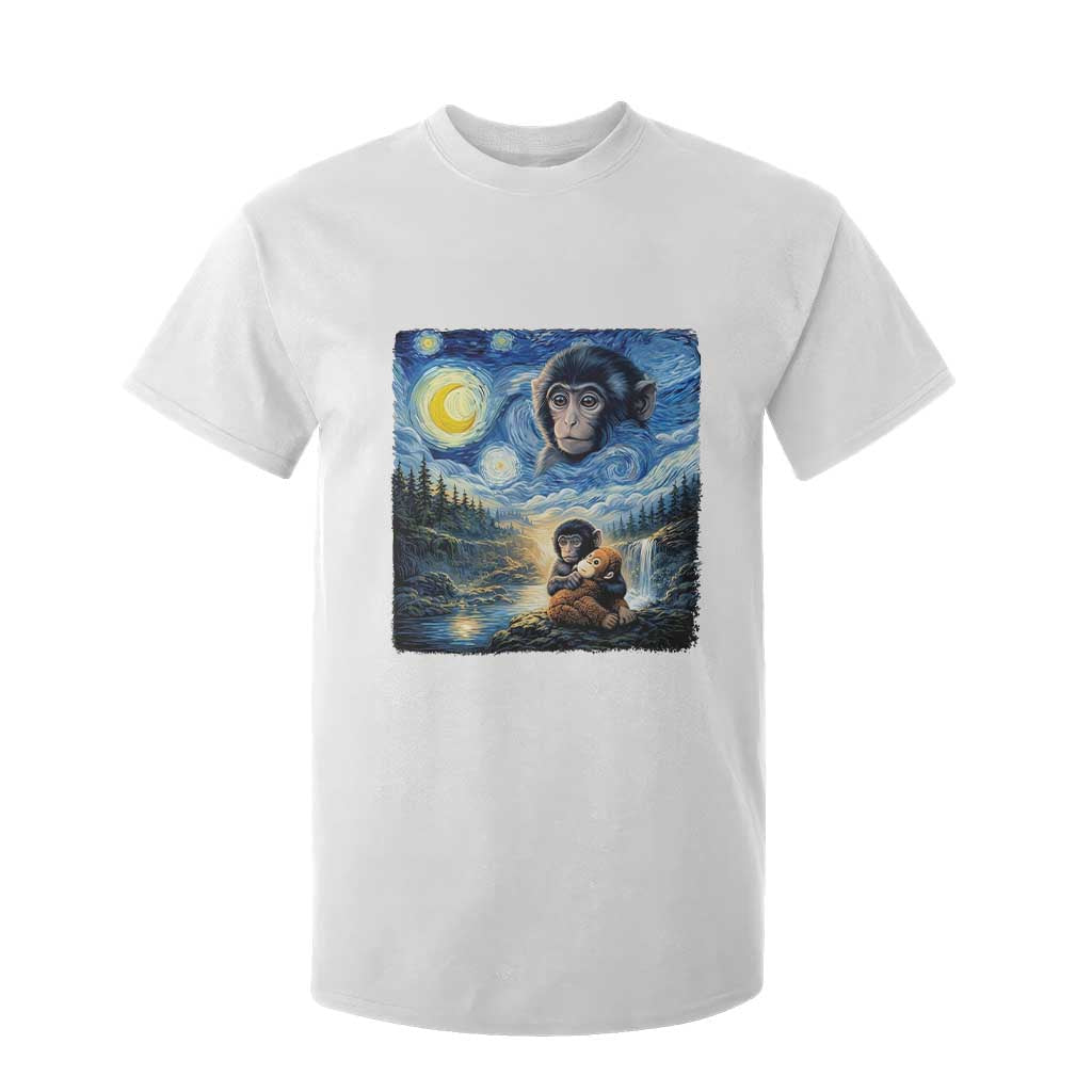 Punch Mokey T Shirt For Kid Viral Baby Monkey Starry Night Van Gogh TS14 White Print Your Wear