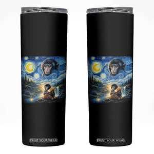 Punch Mokey Skinny Tumbler Viral Baby Monkey Starry Night Van Gogh TS14 Black Print Your Wear