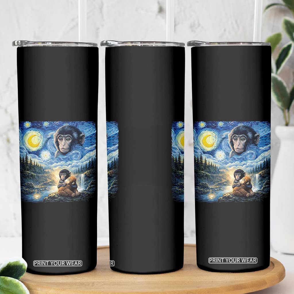 Punch Mokey Skinny Tumbler Viral Baby Monkey Starry Night Van Gogh TS14 Print Your Wear
