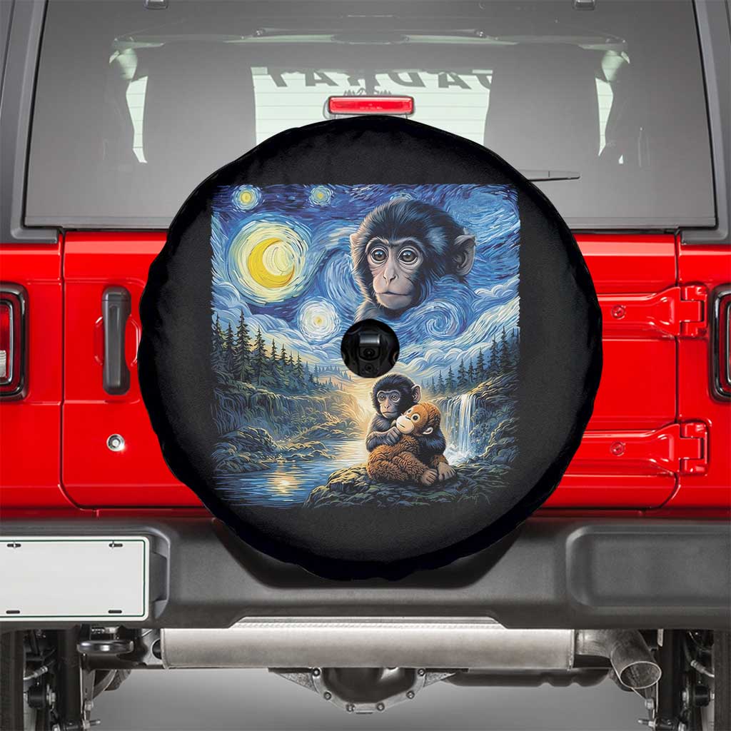Punch Mokey Spare Tire Cover Viral Baby Monkey Starry Night Van Gogh TS14 Black Print Your Wear