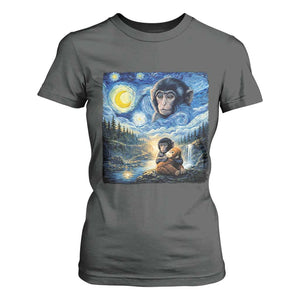 Punch Mokey T Shirt For Women Viral Baby Monkey Starry Night Van Gogh TS14 Dark Heather Print Your Wear