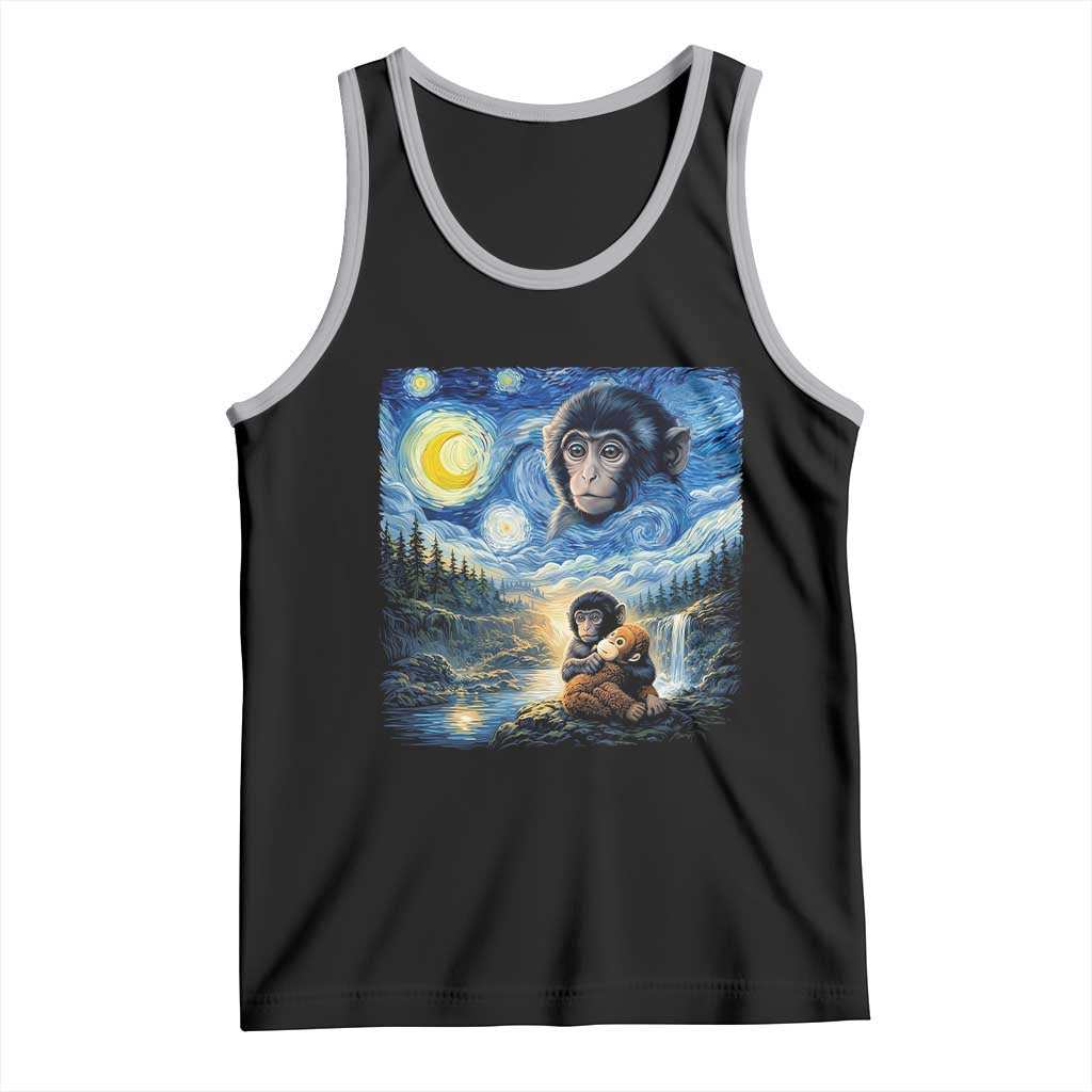 Punch Mokey Tank Top Viral Baby Monkey Starry Night Van Gogh TS14 Black Athletic Heather Print Your Wear