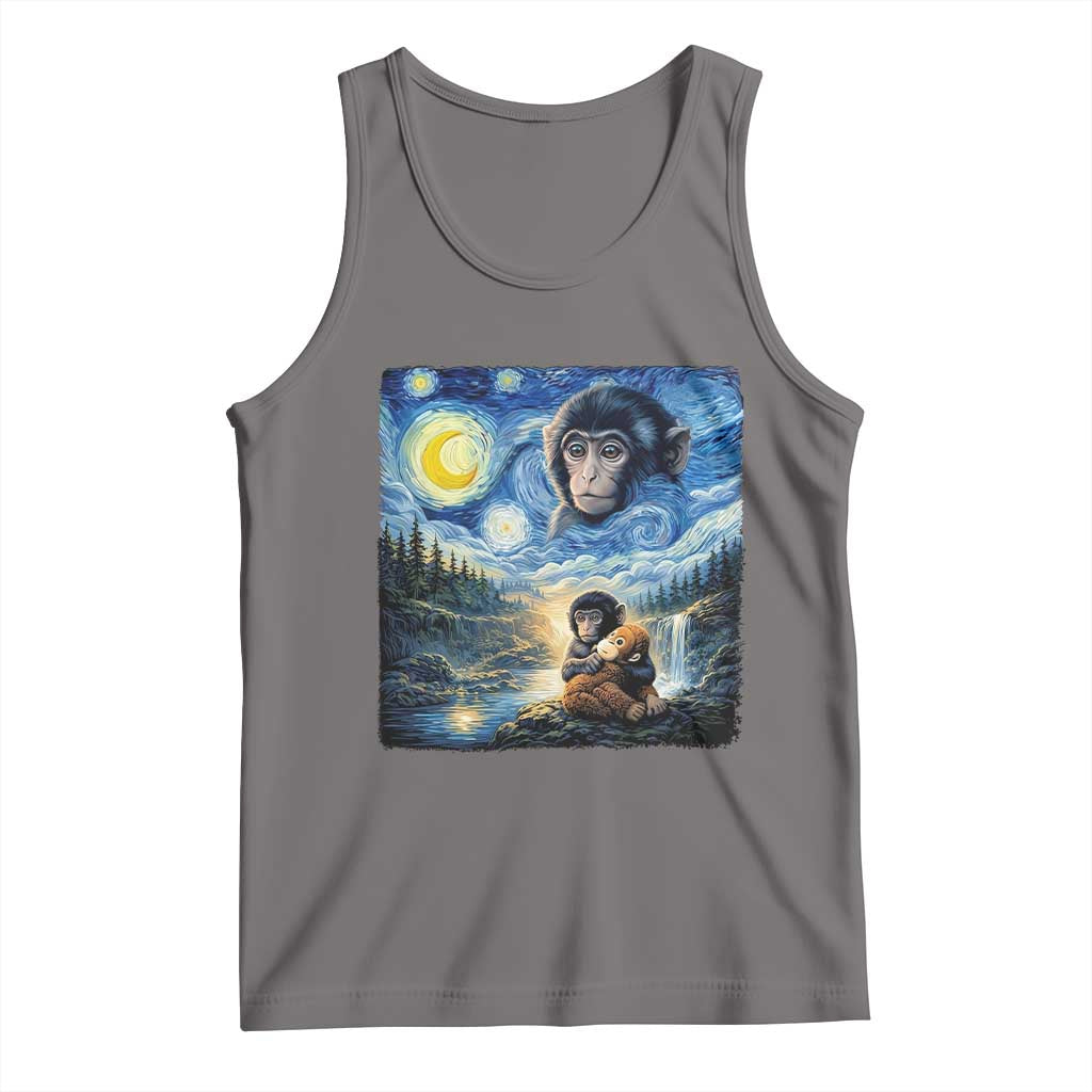 Punch Mokey Tank Top Viral Baby Monkey Starry Night Van Gogh TS14 Deep Heather Print Your Wear