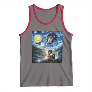 Punch Mokey Tank Top Viral Baby Monkey Starry Night Van Gogh TS14 Deep Heather Red Print Your Wear