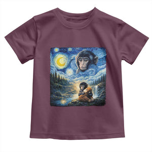 Punch Mokey Toddler T Shirt Viral Baby Monkey Starry Night Van Gogh TS14 Maroon Print Your Wear