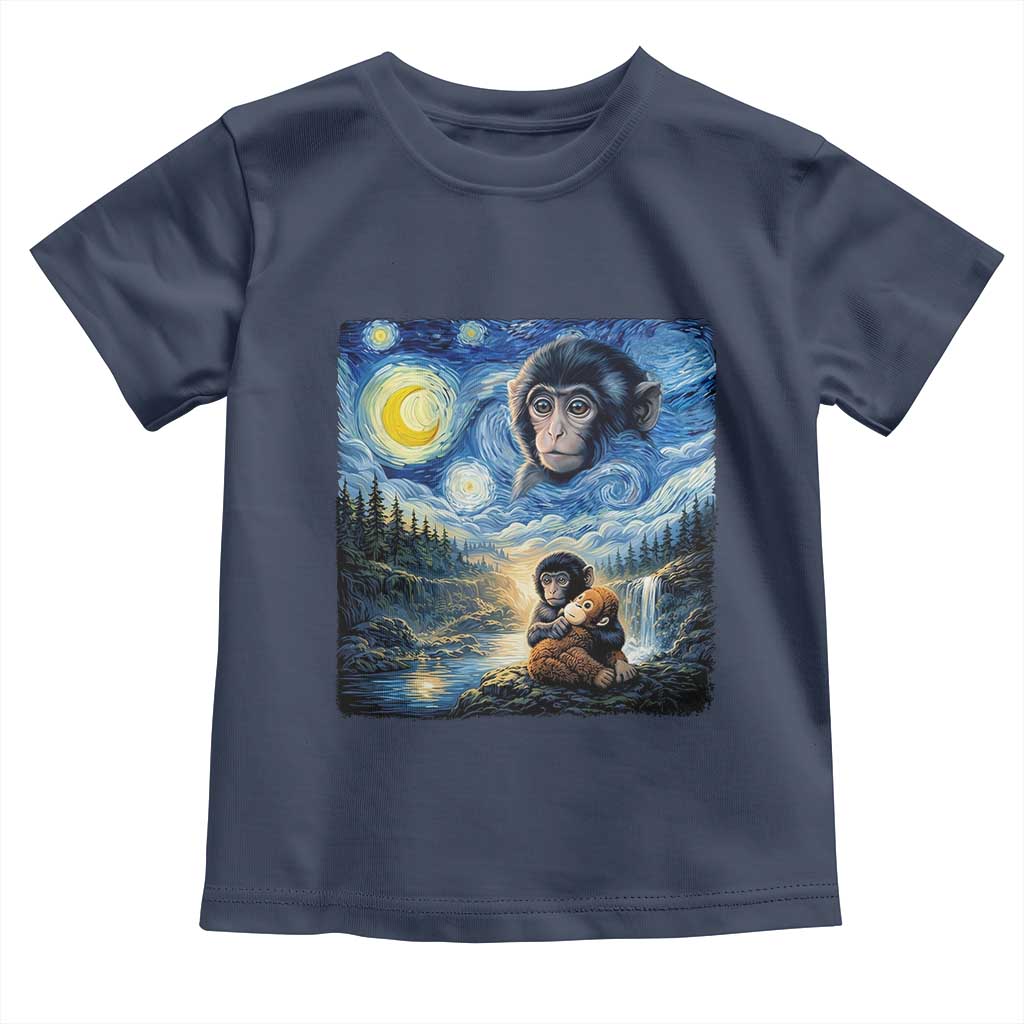 Punch Mokey Toddler T Shirt Viral Baby Monkey Starry Night Van Gogh TS14 Navy Print Your Wear