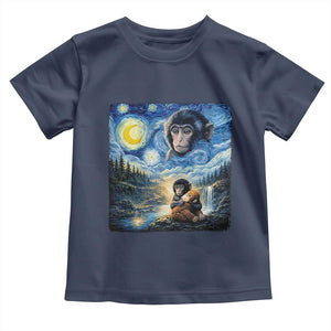 Punch Mokey Toddler T Shirt Viral Baby Monkey Starry Night Van Gogh TS14 Navy Print Your Wear