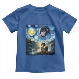 Punch Mokey Toddler T Shirt Viral Baby Monkey Starry Night Van Gogh TS14 Royal Blue Print Your Wear