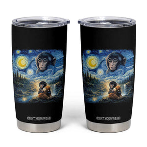 Punch Mokey Tumbler Cup Viral Baby Monkey Starry Night Van Gogh TS14 Black Print Your Wear