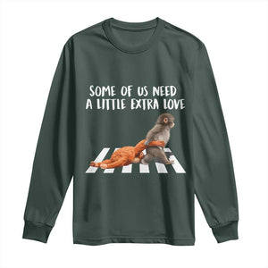 Punch Mokey Meme Long Sleeve Shirt Some Of Us Need a Little Extra Love TS14 Dark Forest Green Print Your Wear