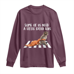 Punch Mokey Meme Long Sleeve Shirt Some Of Us Need a Little Extra Love TS14 Maroon Print Your Wear