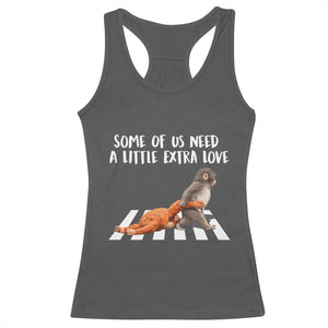 Punch Mokey Meme Racerback Tank Top Some Of Us Need a Little Extra Love TS14 Dark Heather Print Your Wear