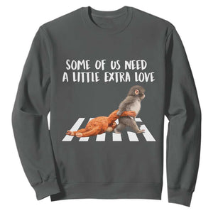 Punch Mokey Meme Sweatshirt Some Of Us Need a Little Extra Love TS14 Dark Heather Print Your Wear