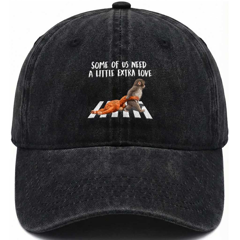 Punch Mokey Meme Washed Cotton Baseball Cap Some Of Us Need a Little Extra Love TS14 Washed Cap Universal Fit Black Print Your Wear