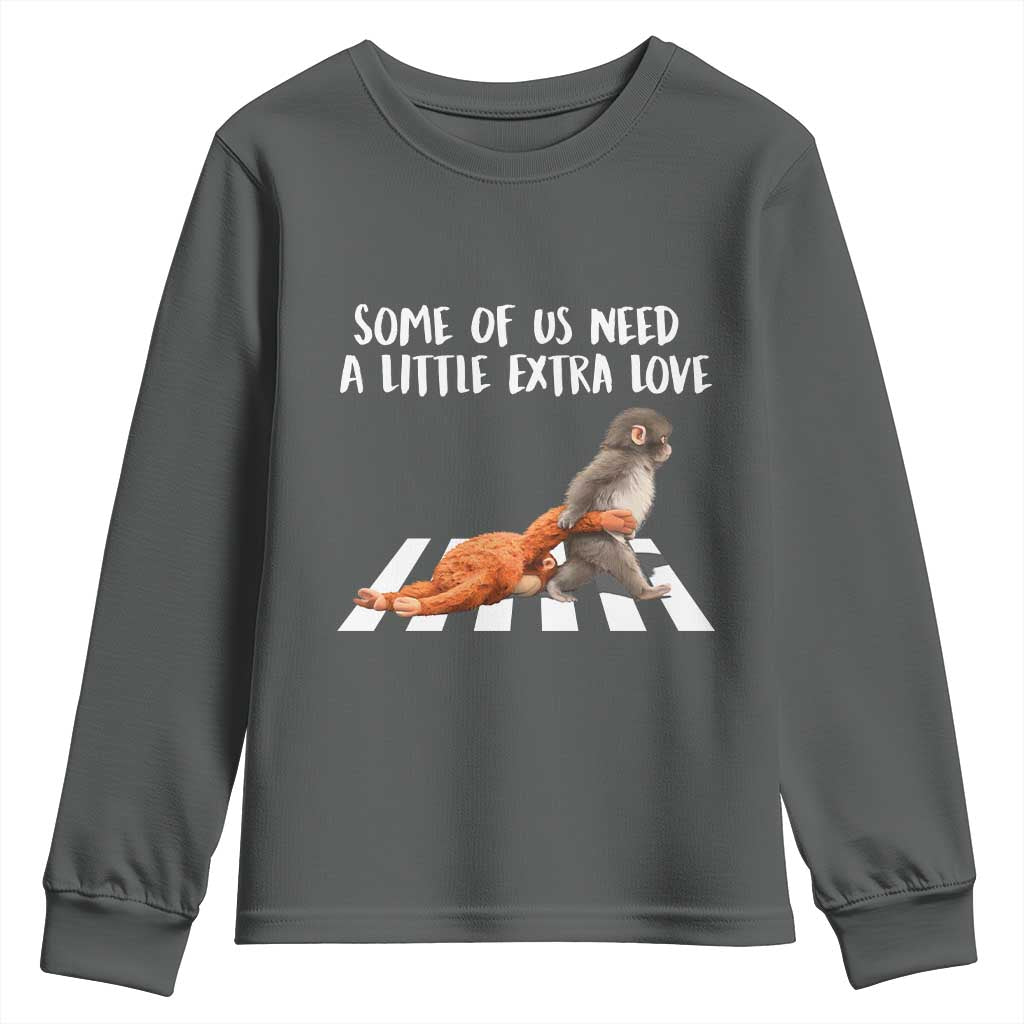 Punch Mokey Meme Youth Sweatshirt Some Of Us Need a Little Extra Love TS14 Dark Heather Print Your Wear