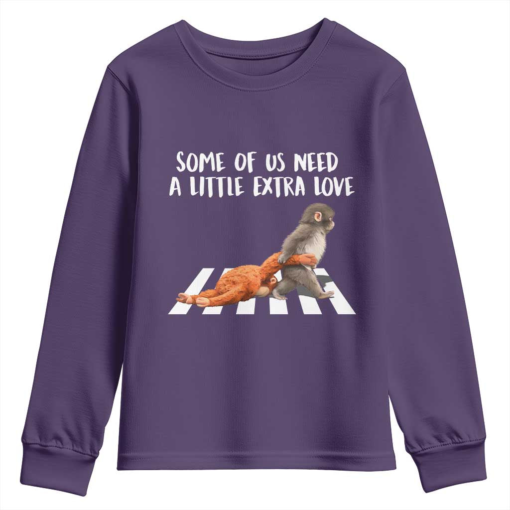 Punch Mokey Meme Youth Sweatshirt Some Of Us Need a Little Extra Love TS14 Purple Print Your Wear