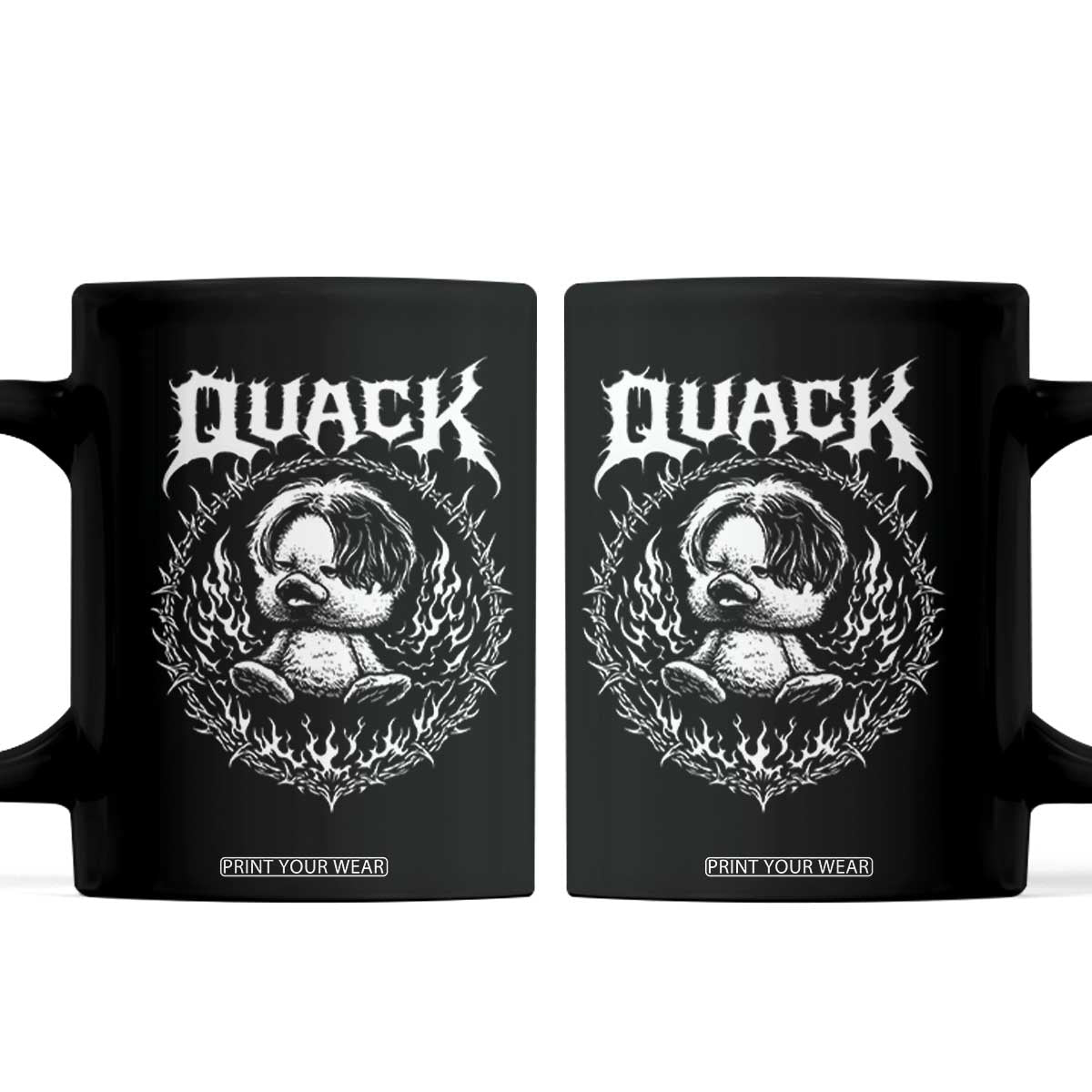 Funny Duck Metal Concert Coffee Mug Rock Music Quack Meme TS14 Black Print Your Wear