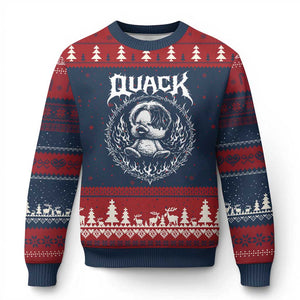 Funny Duck Metal Concert Ugly Christmas Sweater Rock Music Quack Meme TS14 Navy Red Print Your Wear