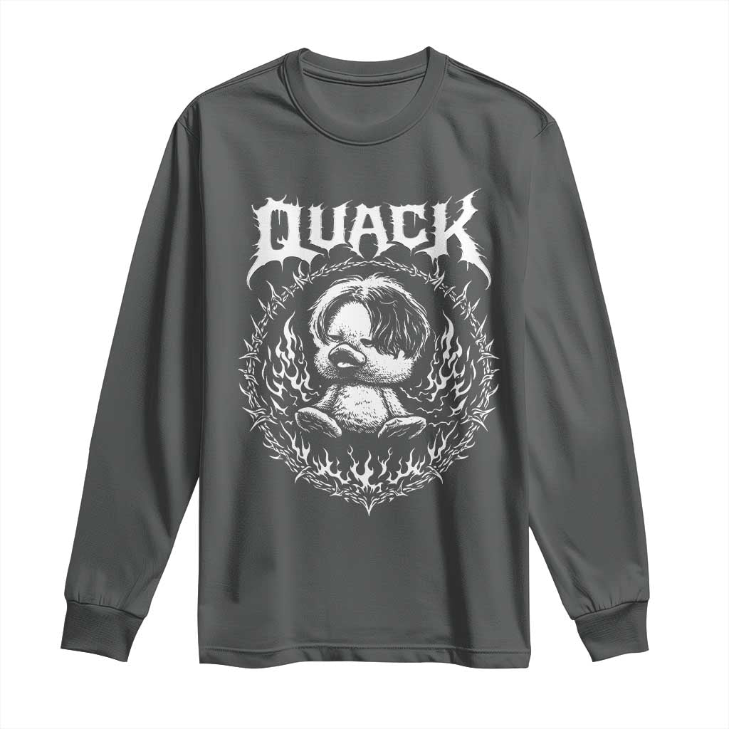 Funny Duck Metal Concert Long Sleeve Shirt Rock Music Quack Meme TS14 Dark Heather Print Your Wear