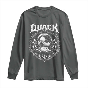 Funny Duck Metal Concert Long Sleeve Shirt Rock Music Quack Meme TS14 Dark Heather Print Your Wear