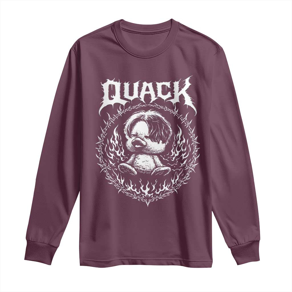 Funny Duck Metal Concert Long Sleeve Shirt Rock Music Quack Meme TS14 Maroon Print Your Wear