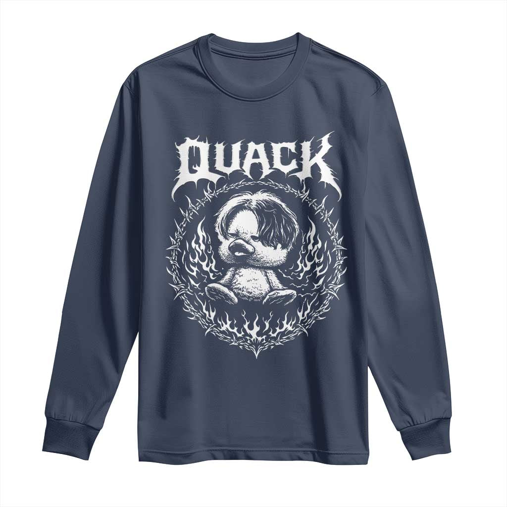 Funny Duck Metal Concert Long Sleeve Shirt Rock Music Quack Meme TS14 Navy Print Your Wear