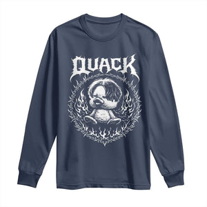 Funny Duck Metal Concert Long Sleeve Shirt Rock Music Quack Meme TS14 Navy Print Your Wear