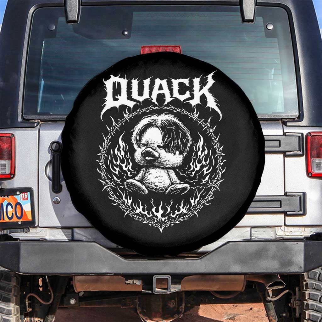 Funny Duck Metal Concert Spare Tire Cover Rock Music Quack Meme TS14 No hole Black Print Your Wear