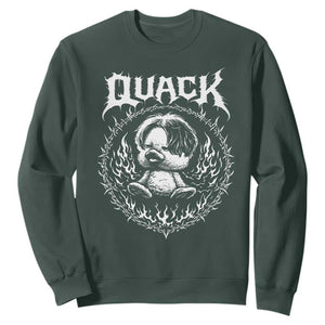 Funny Duck Metal Concert Sweatshirt Rock Music Quack Meme TS14 Dark Forest Green Print Your Wear