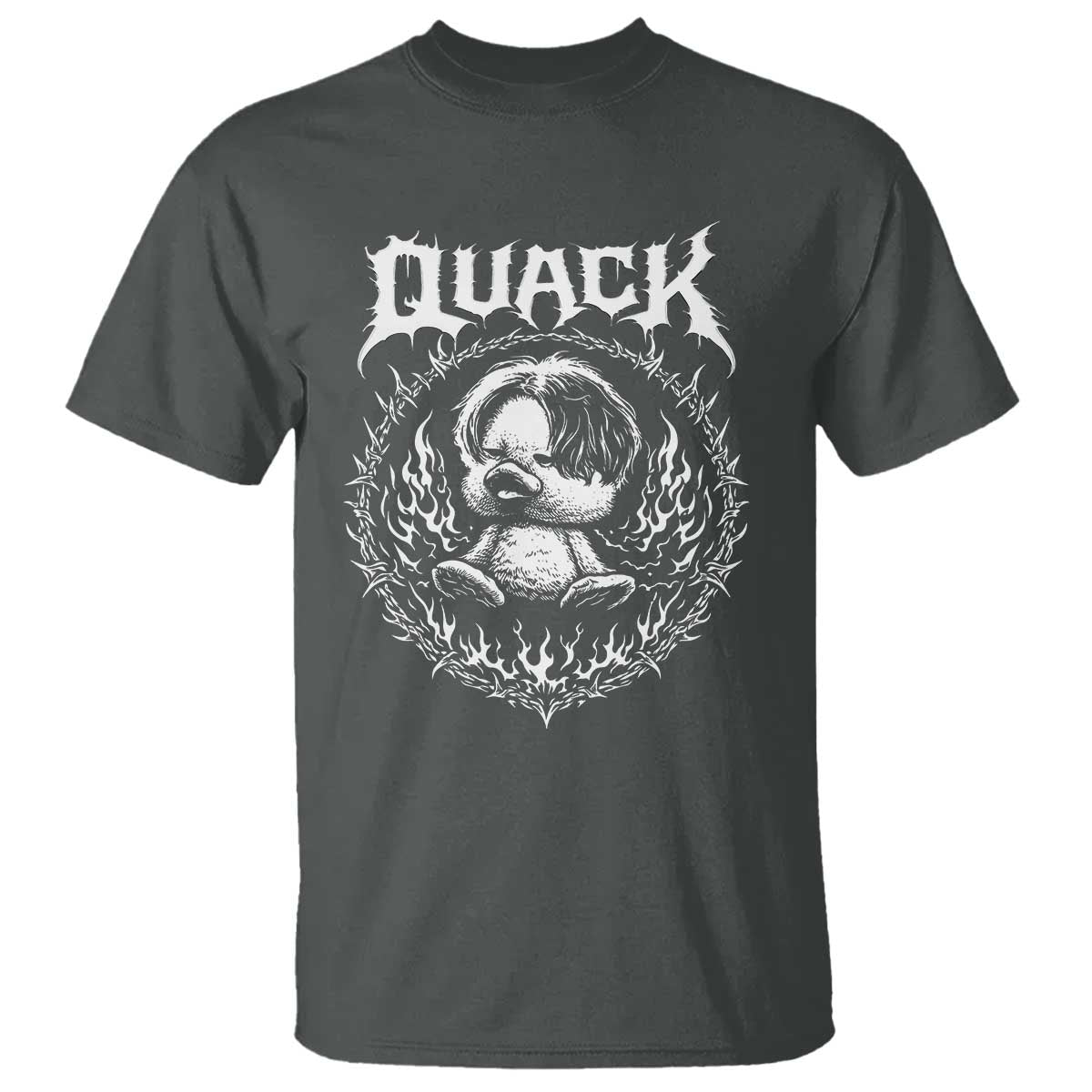 Funny Duck Metal Concert T Shirt Rock Music Quack Meme TS14 Dark Heather Print Your Wear