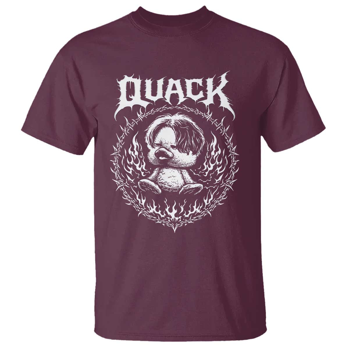 Funny Duck Metal Concert T Shirt Rock Music Quack Meme TS14 Maroon Print Your Wear