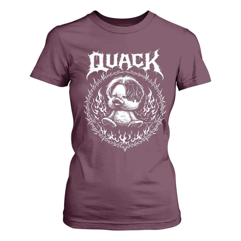 Funny Duck Metal Concert T Shirt For Women Rock Music Quack Meme TS14 Maroon Print Your Wear