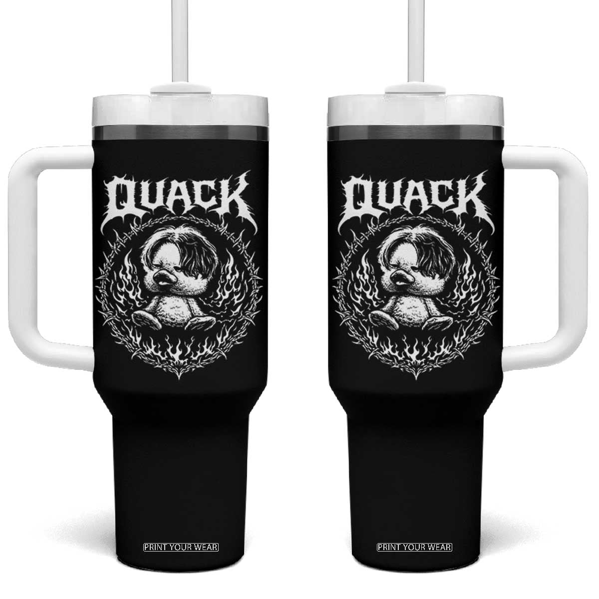Funny Duck Metal Concert Tumbler With Handle Rock Music Quack Meme TS14 One Size: 40 oz Black Print Your Wear