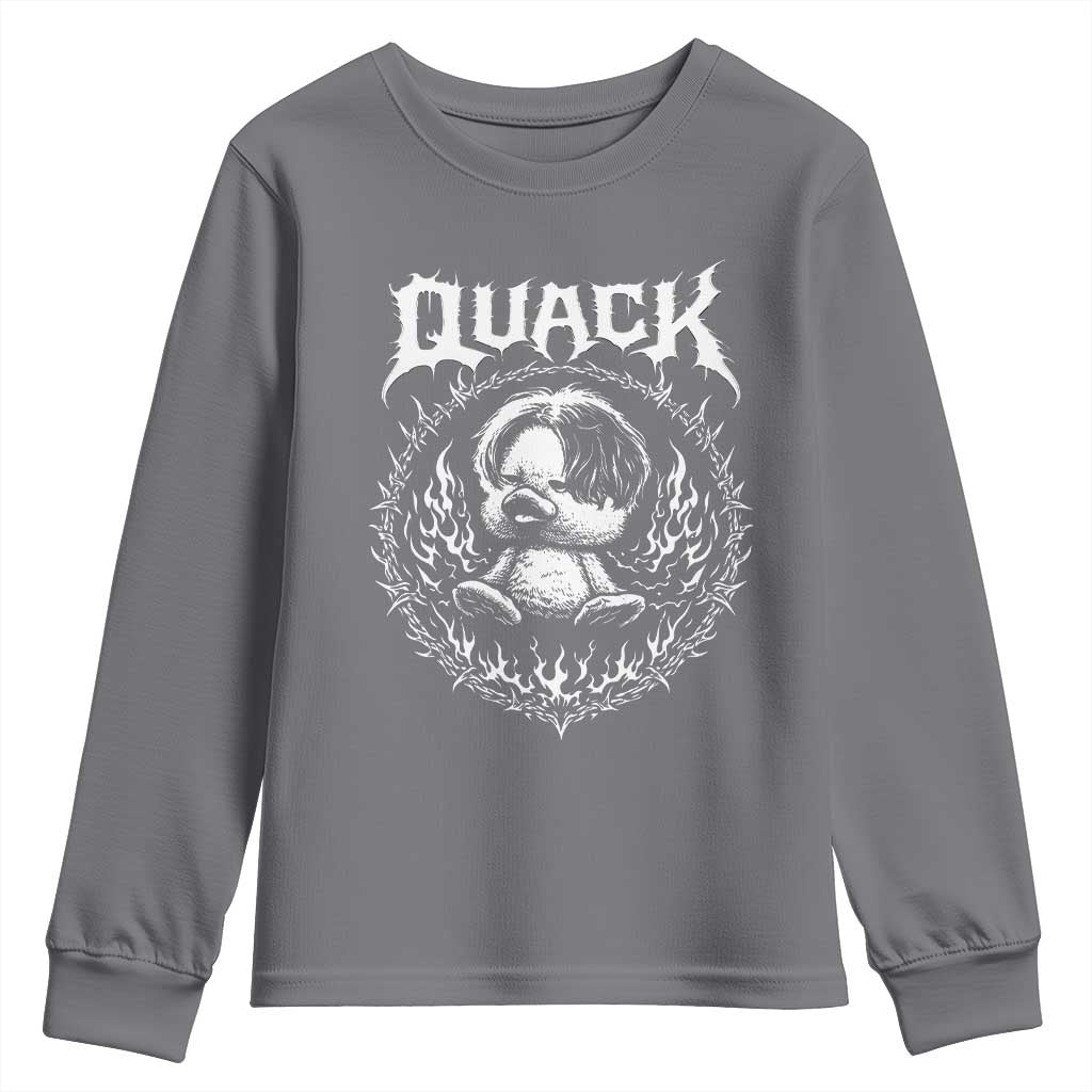Funny Duck Metal Concert Youth Sweatshirt Rock Music Quack Meme TS14 Charcoal Print Your Wear