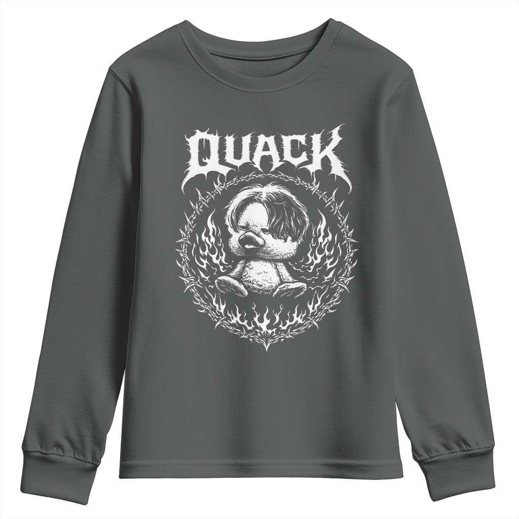 Funny Duck Metal Concert Youth Sweatshirt Rock Music Quack Meme TS14 Dark Heather Print Your Wear